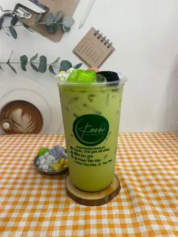 Hình ảnh Trà Sữa Thái Xanh Full Topping Mai Mắn