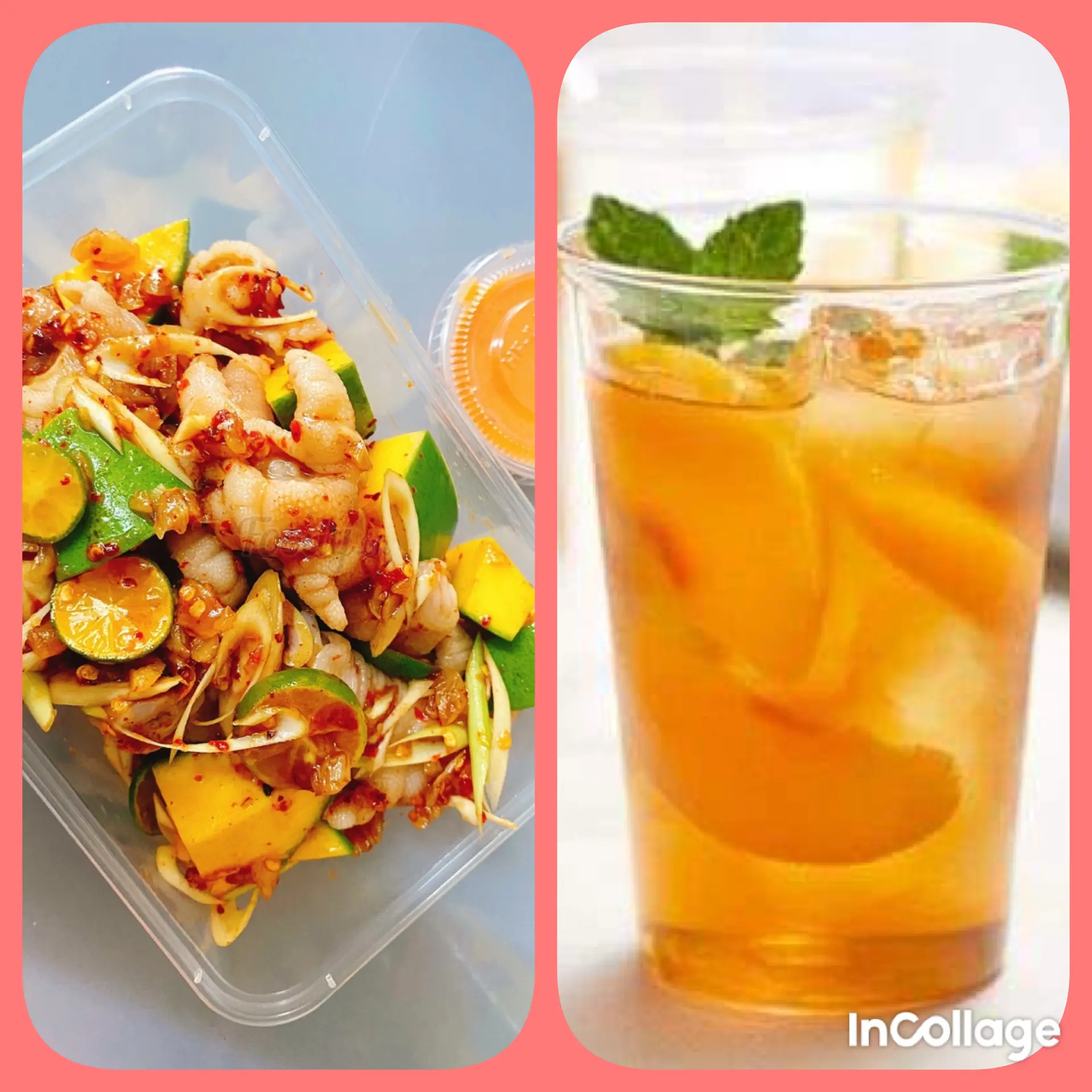 Hình ảnh Chân gà sốt thái vừa+1 ly trà đào