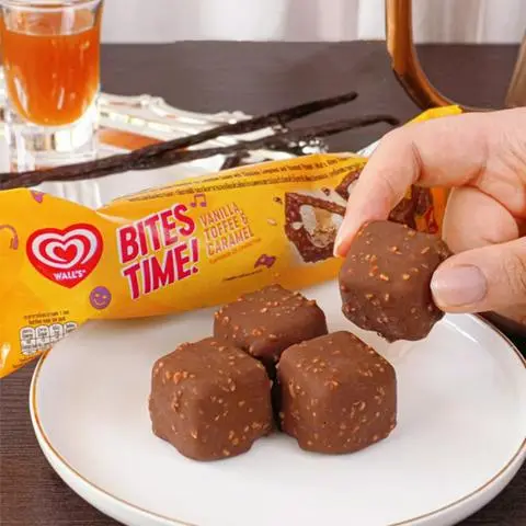 Hình ảnh Kem Viên Socola Vani, Caramen Đậu Phộng, Wall's Bites Time