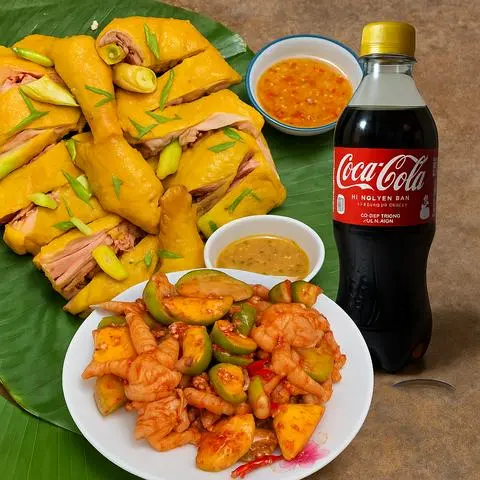 Hình ảnh combo gà Ủ muối ( nửa con)+1 chân gà rút xương sốt thái+1 chai coca 