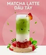 Hình ảnh Matcha latte dâu tây - sữa tươi