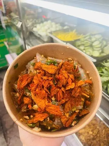 Hình ảnh bánh tráng mỡ hành khô bò giòn 