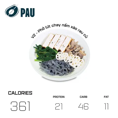 Hình ảnh V2 - Phở lứt chay nấm xào rau củ