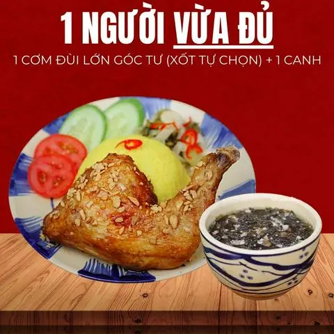 Hình ảnh Combo 1 Người Vừa Đủ (1 Cơm Gà Delichi Đùi Lớn Góc Tư + 1 Canh)