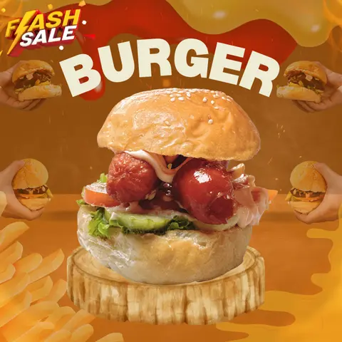 Hình ảnh Burger xúc xích - ốp la