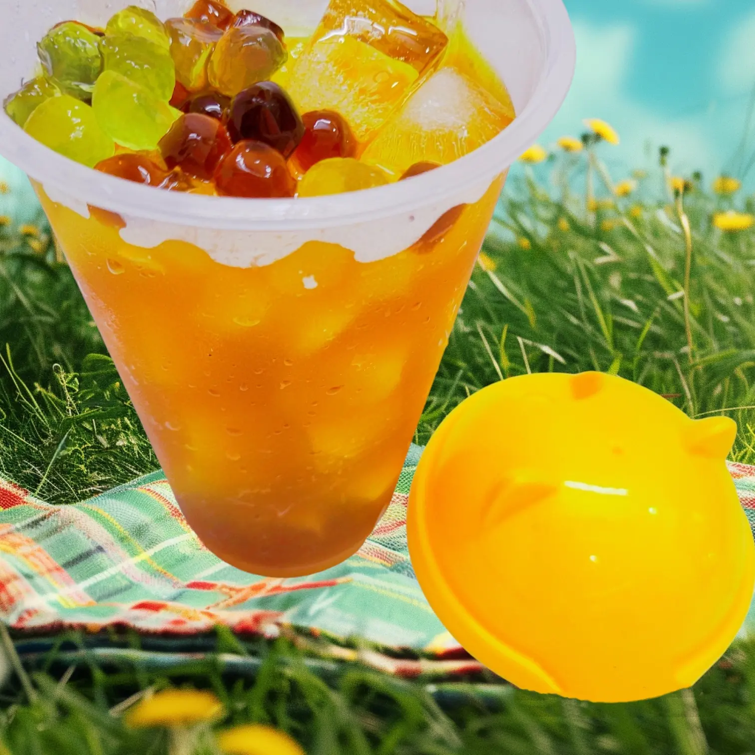 Hình ảnh Trà Bí Đao, Sủi Bọt 3 Trân Châu Giòn, Dai (500ml)