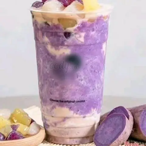 Hình ảnh Trà Sữa Sốt Khoai Môn, Dừa Sợi Phú Sĩ, Đặc Biệt, Có Bánh Flan (Size L)