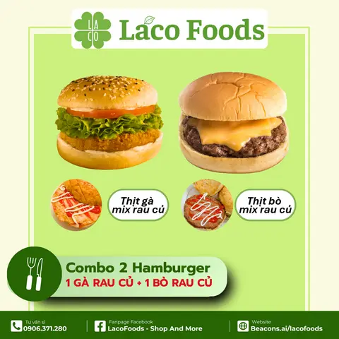 Hình ảnh Combo 1 Burger Gà Rau Củ + 1 Burger Bò Rau Củ