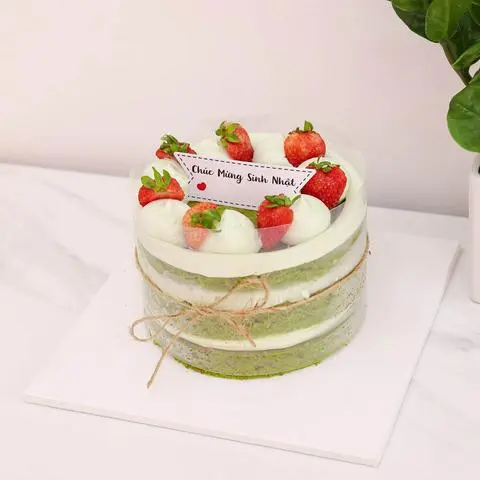 Hình ảnh Strawberry Matcha Cakes (Bánh Trà Xanh Dâu Tây) - Size 14cm