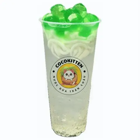 Hình ảnh Nước dừa cheese ball lá dứa + trân châu dừa sợi (500ml)