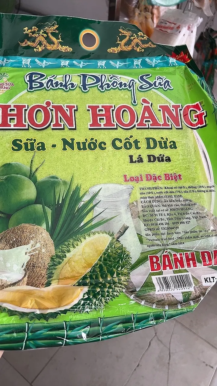 Hình ảnh bánh phồng sữa cốt dừa lá dứa