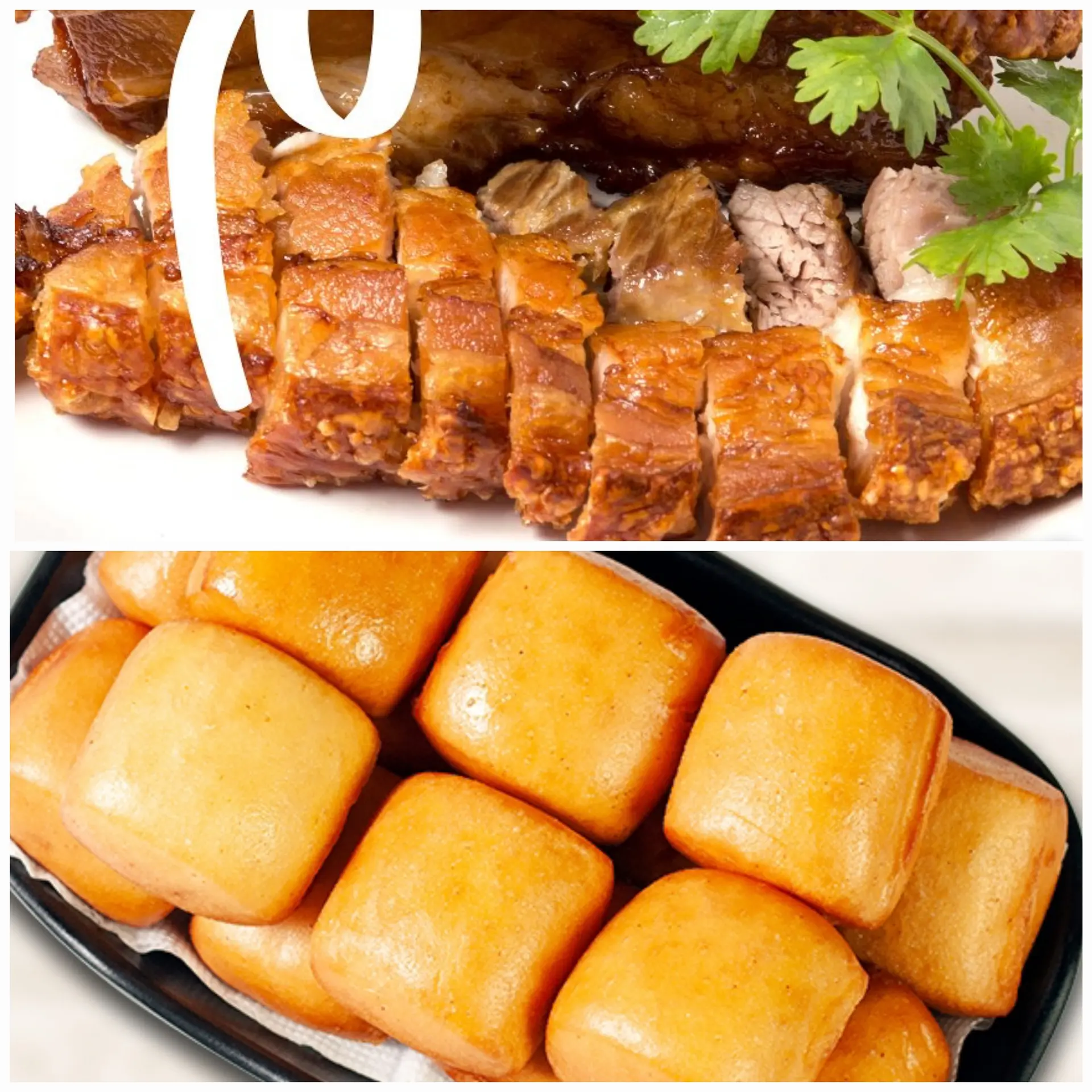 Hình ảnh 1kg thịt heo quay + 10 bánh bao chiên