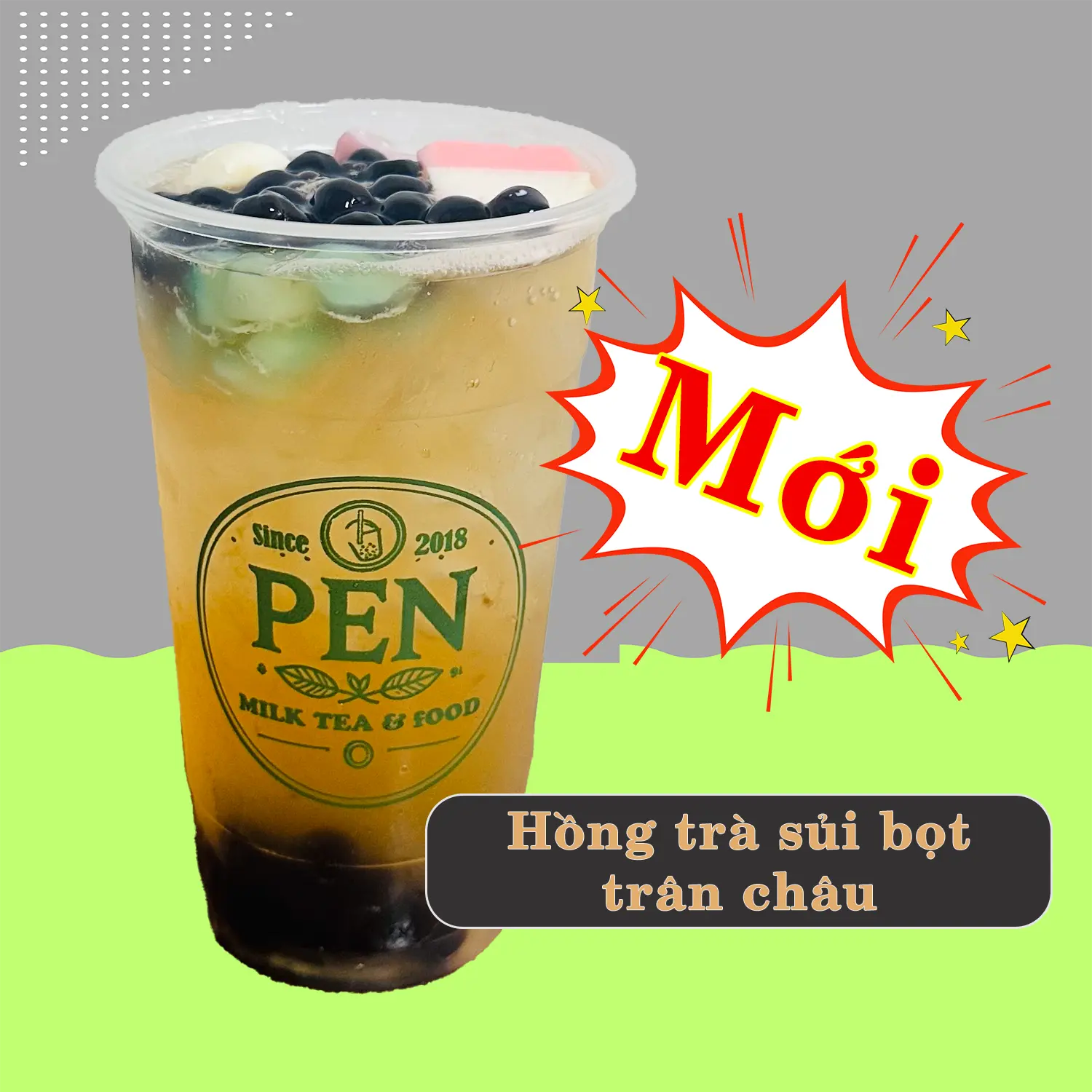 Hình ảnh Hồng trà sủi bọt trân châu