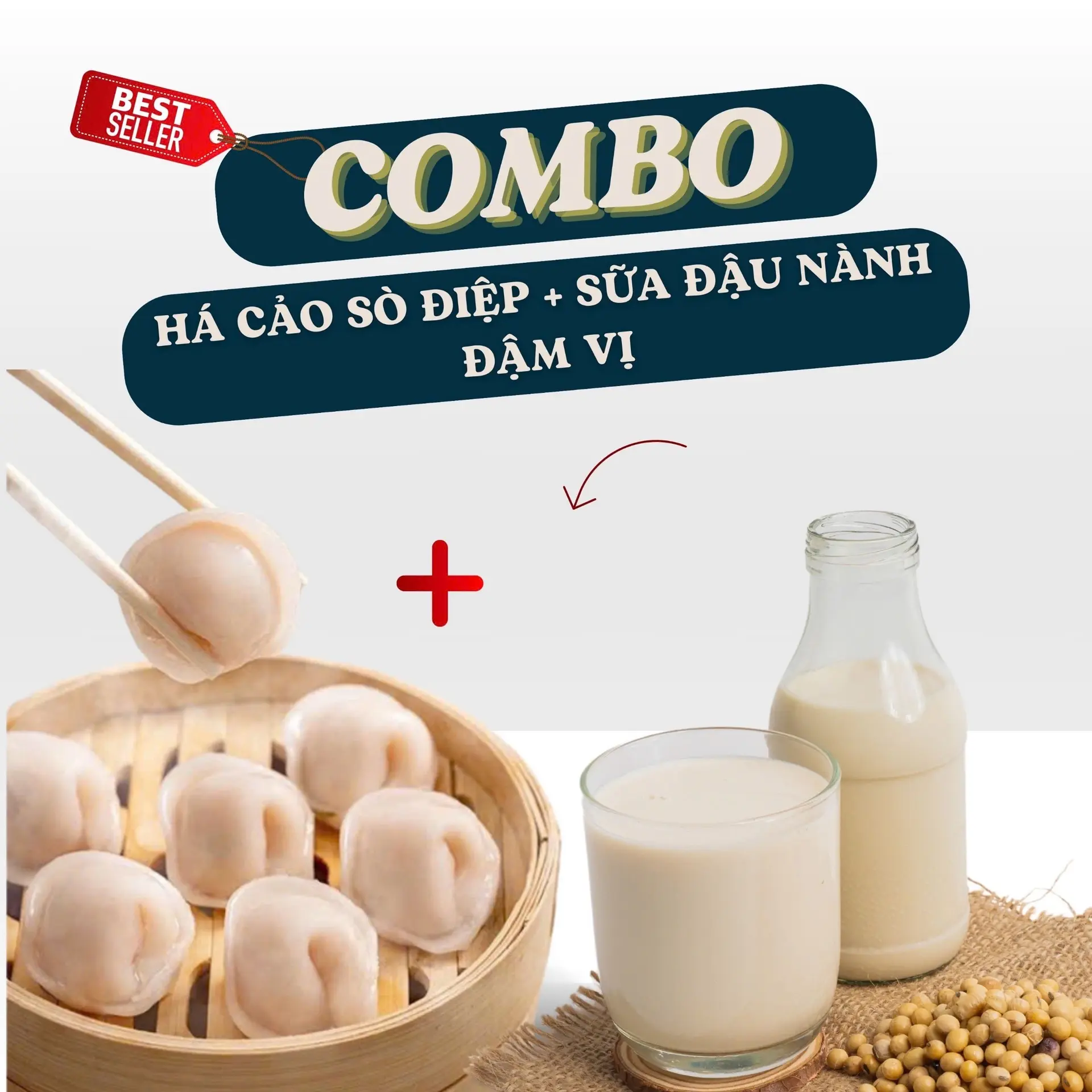 Hình ảnh Combo Há Cảo Sò Điệp + Sữa Đậu Nành Đậm Vị