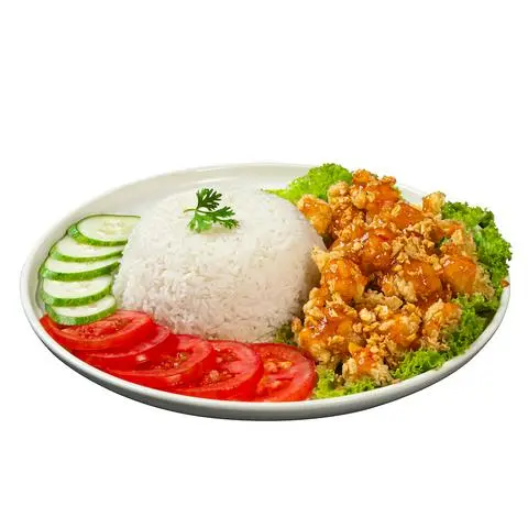 Hình ảnh Cơm gà viên giòn xốt