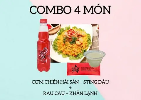 Hình ảnh CB Cơm chiên hải sản+ Sting dâu+ Rau câu+Khăn lạnh