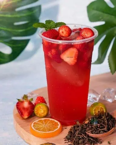 Hình ảnh trà dâu tươi