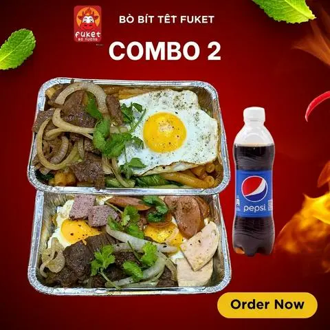 Hình ảnh Combo 2 - bò bít tết đặc biệt - nui xào bò trứng - 1 pepsi