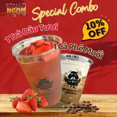 Hình ảnh COMBO 1 Trà Dâu Tươi + 1 Cà Phê Muối Huế size 330ml