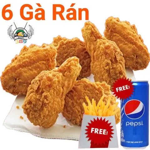 Hình ảnh Combo 4 đùi gà rán - 1 cánh - gà viên - khoai tây - lon pepsi