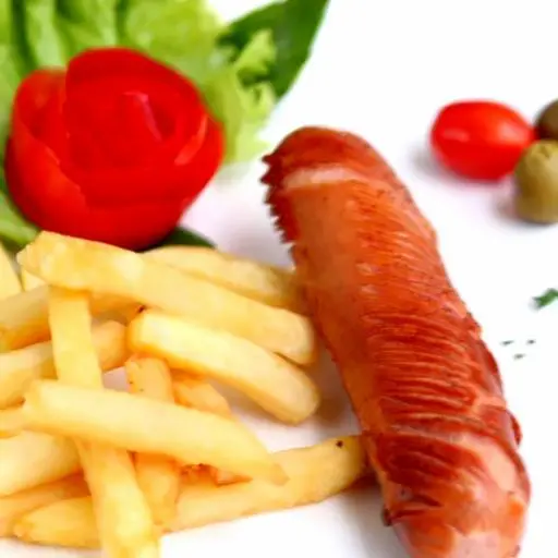 Hình ảnh German Sausage with French fries- Xúc xích Đức khoai tây chiên