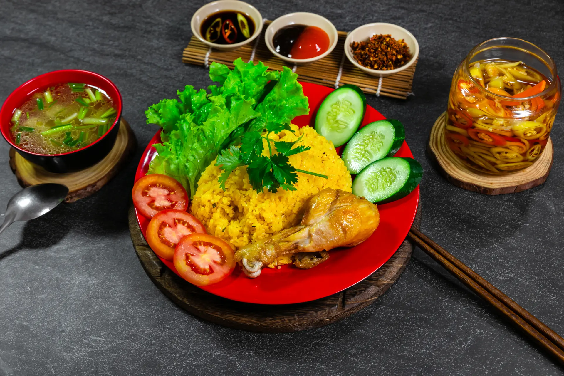 Hình ảnh Cơm gà xối mỡ - đùi gà