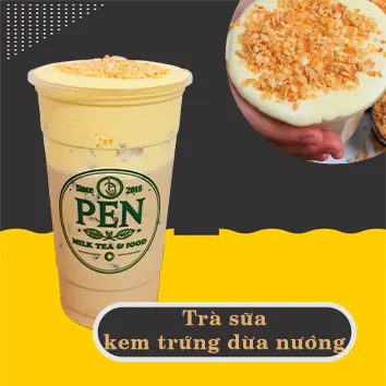 Hình ảnh Trà sữa kem trứng dừa nướng