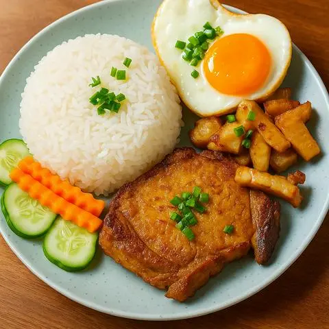 Hình ảnh Cơm Sườn + Ba Rọi Nướng + Trứng ốp la ⭐️