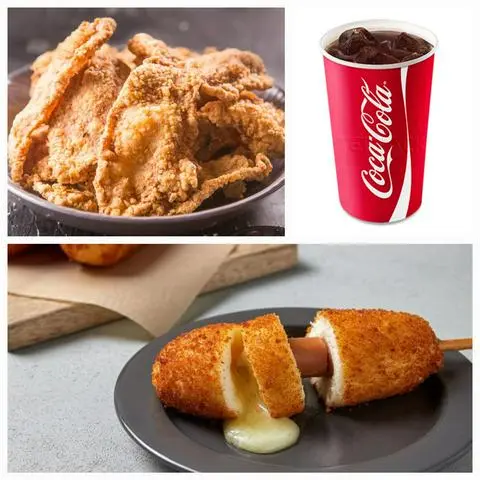 Hình ảnh Combo khoai tây chiên + Corndog phô mai + Coca size L