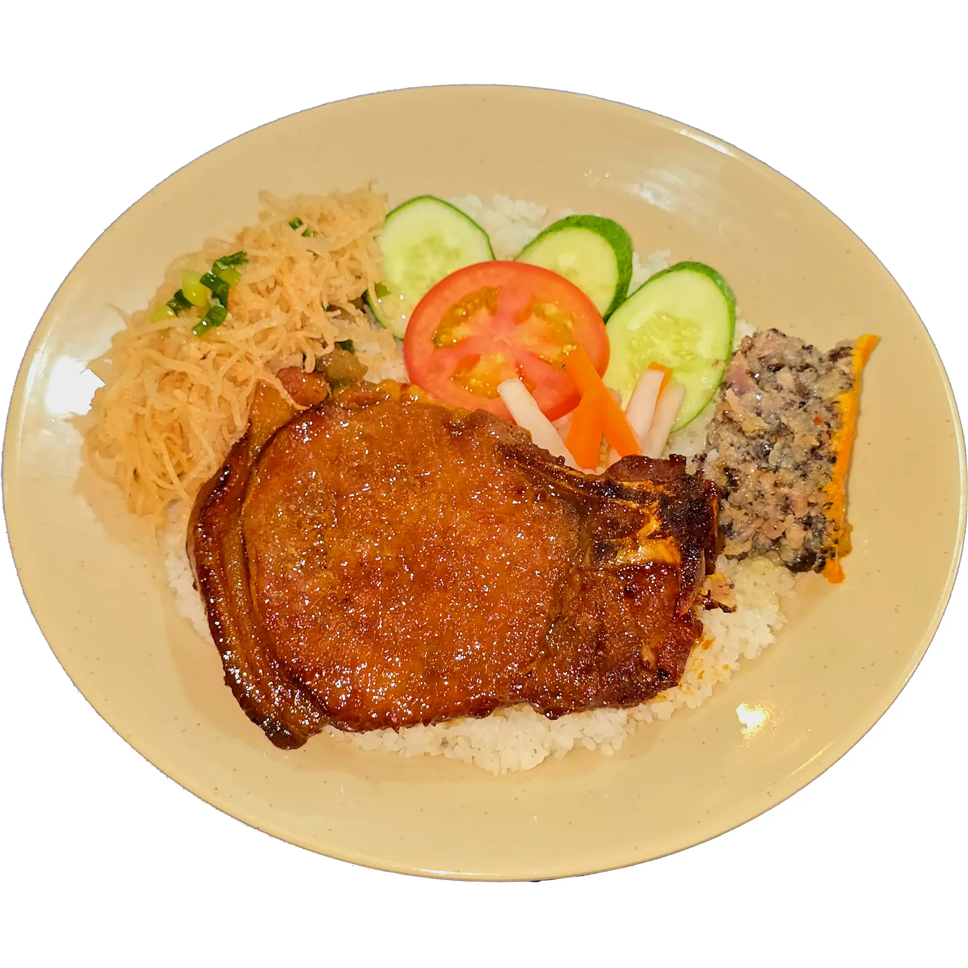 Hình ảnh Cơm sườn + bì + chả