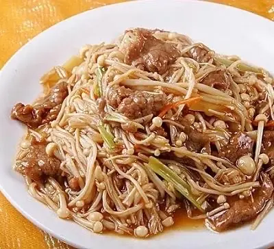 Hình ảnh Nấm Kim Châm Xào Bò