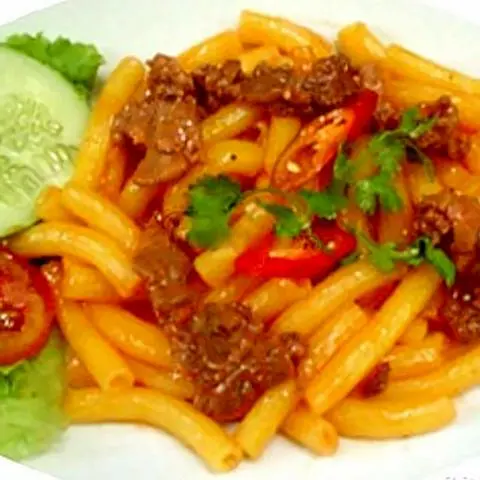 Hình ảnh Nui xào trứng thịt bò