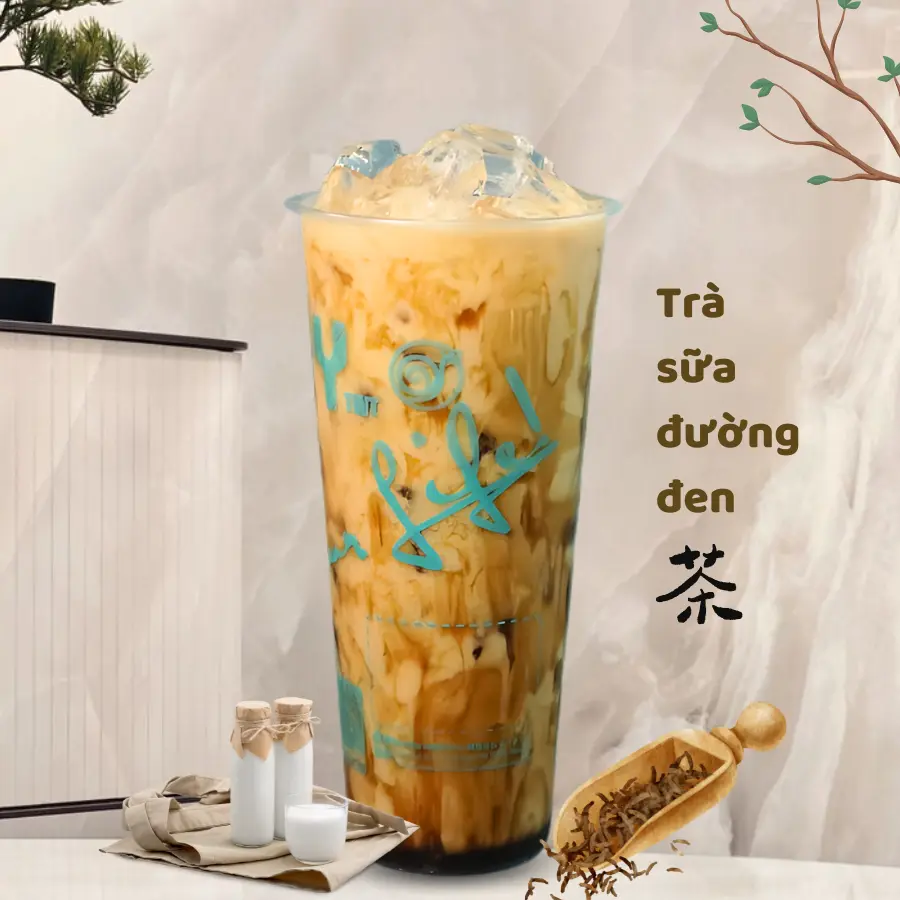 Hình ảnh Lục trà sữa đường đen hổ phách size L