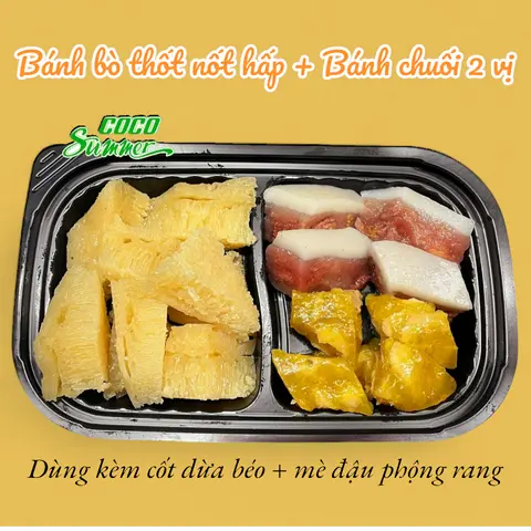 Hình ảnh Bánh bò hấp 2 vị + bánh chuối hấp 2 loại - 300g