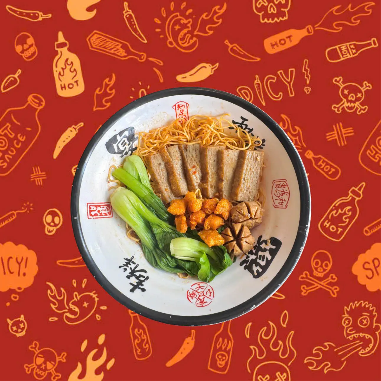 Hình ảnh Mi Trộn Tóp Mỡ Mala - Bò Viên Chả Cá