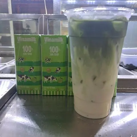Hình ảnh matcha latte dưa lưới ly khổng lồ 1lít 