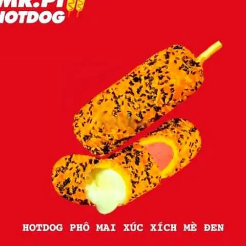 Hình ảnh HOTDOG PHÔ MAI XÚC XÍCH PHỦ MÈ