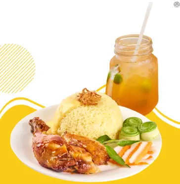 Hình ảnh Combo cơm gà chiên - trà đào tắc