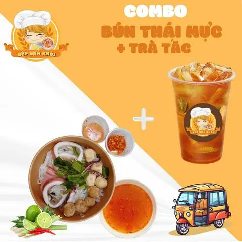 Hình ảnh Combo bún thái Mực + trà tắc
