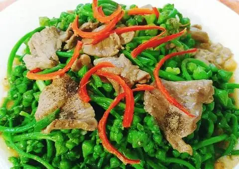 Hình ảnh bông mướp xào thịt bò 