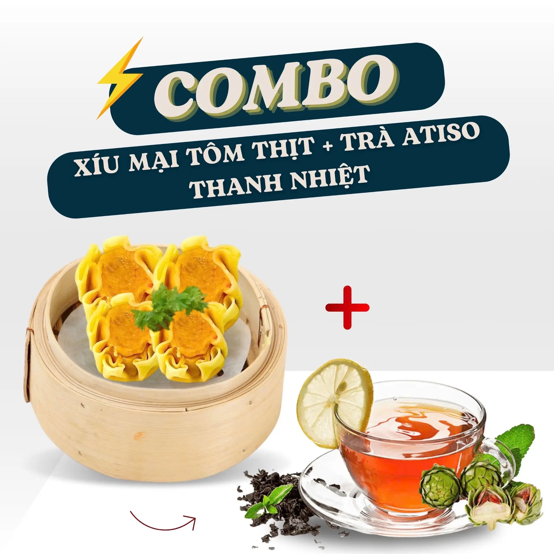 Hình ảnh Combo Xíu Mại Tôm Thịt + Trà Atiso Thanh Nhiệt