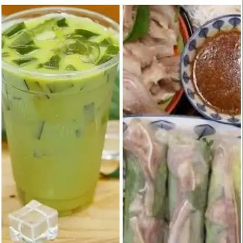 Hình ảnh Combo 4 cuốn lỗ tai (mắm nêm)+1 trà sữa thái xanh (ly 700ml)