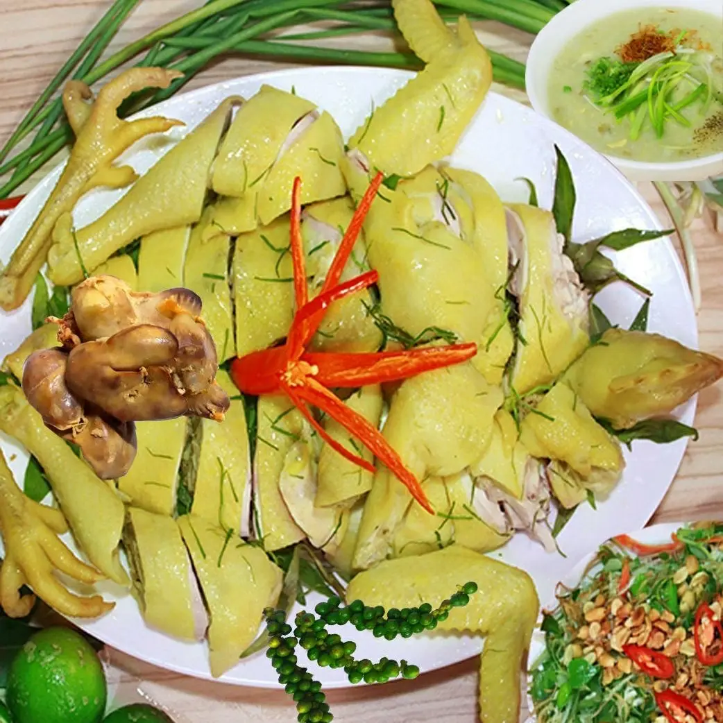 Hình ảnh Gà 1 con chặt xé lá chanh - gỏi - cháo - lòng