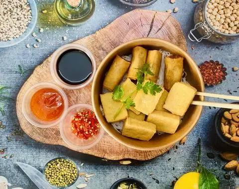 Hình ảnh Bún Nước Tương Đậu Hủ - Chả Giò ( Món chay )