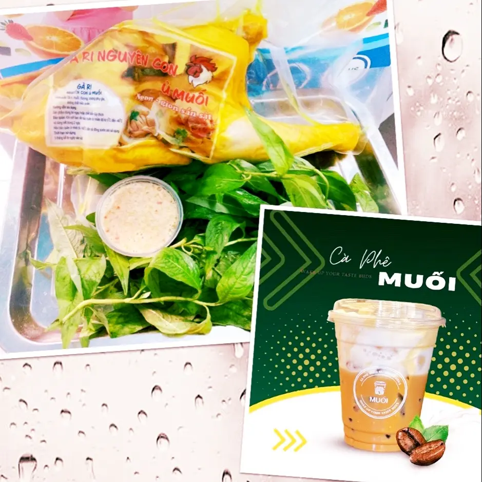 Hình ảnh Gà ủ muối nguyên con không đầu không chân + 1 ly cà phê muối