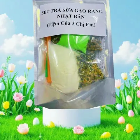 Hình ảnh Set Trà Sữa Gạo Rang (25 - 40 Ly) Tặng Pudding, Muỗng, Ống Hút Tiệm 3 Chị Em