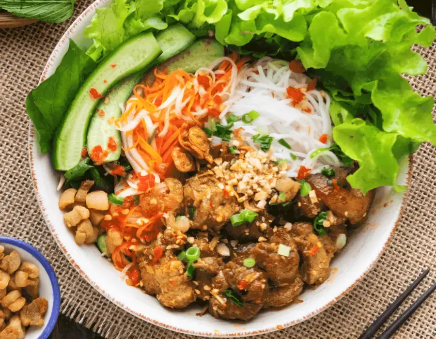 Hình ảnh Bún thịt nướng đầy đủ