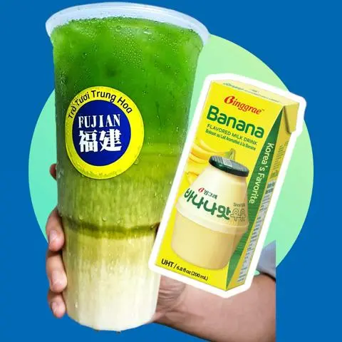 Hình ảnh Ngon & hot- Matcha latte sữa chuối Binggrae Hàn- Ly 700ml