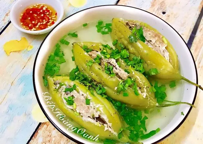 Hình ảnh cơm canh khổ qua nhồi thịt 