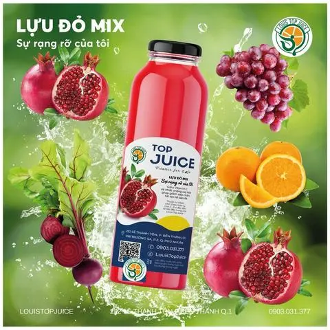 Hình ảnh Nước ép lựu đỏ mix nho cam dền